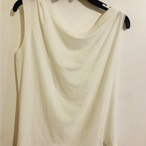 Norma Kamali White Draped Sleeveless Blouse